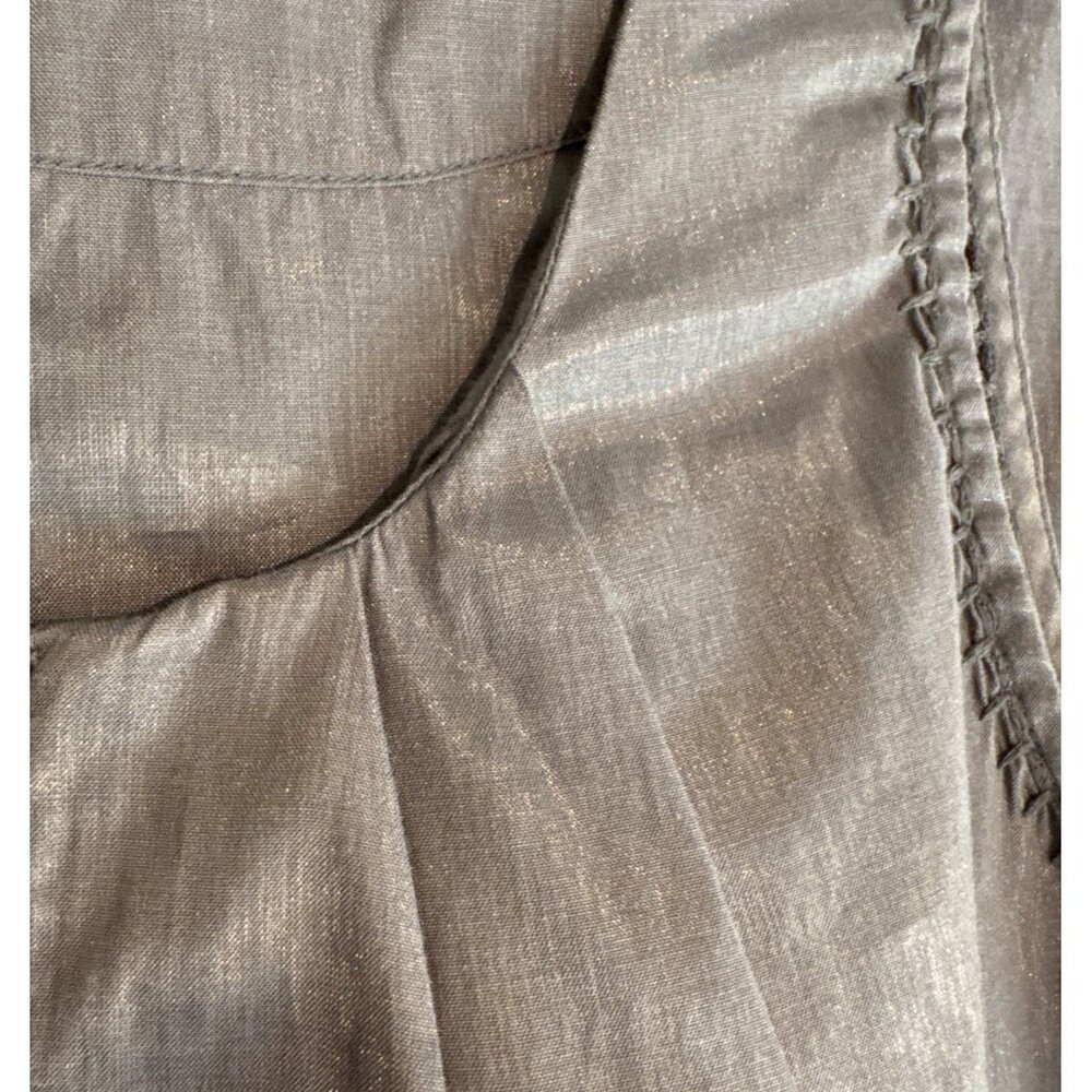 Truly By Part‎ Two Dress size12 Gray/Gold shiny Cotton peasant  Mini Pocket Zip - Picture 13 of 15